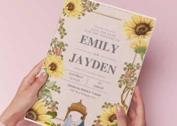 (Easily Edit PDF Invitation) Beautiful Sunflower Wedding Invitation G