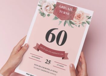 (Easily Edit PDF Invitation) Festive Floral 60th Birthday Invitation G