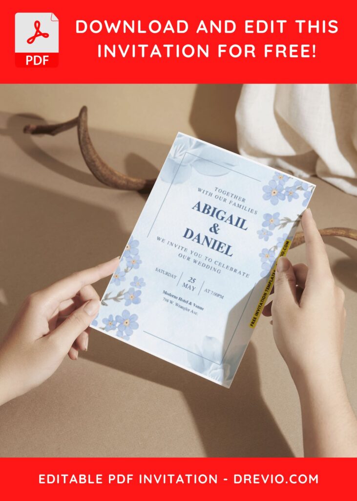 Vintage Blue Pansy Flower Wedding Invitation Templates
