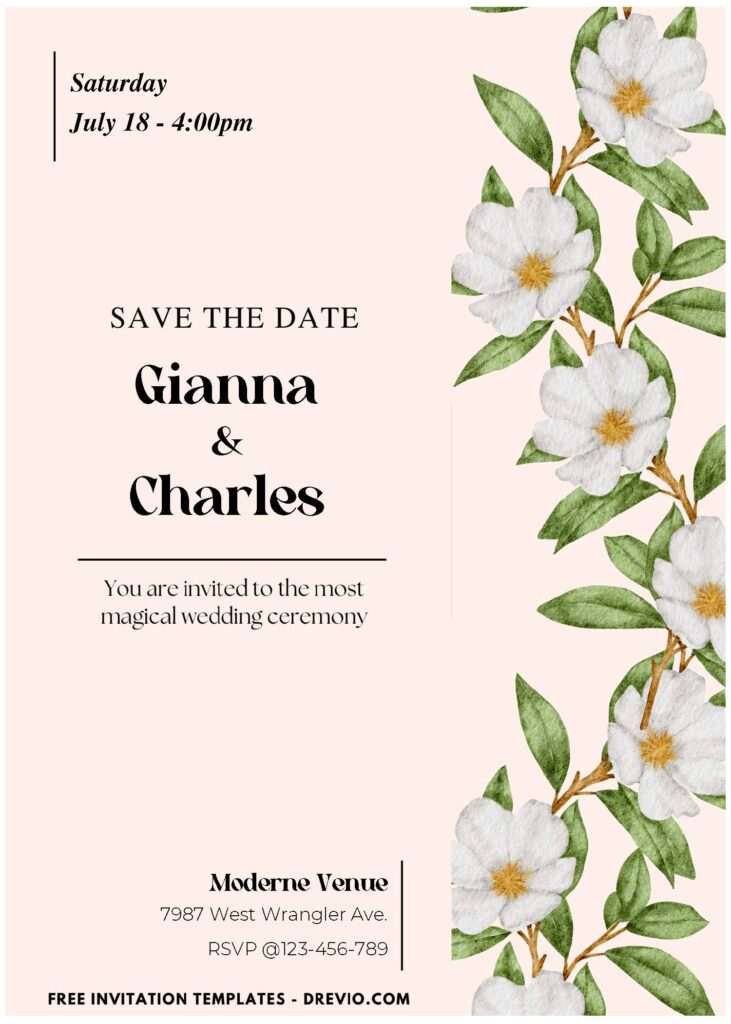 Poppy Flower Inspired Wedding Invitation