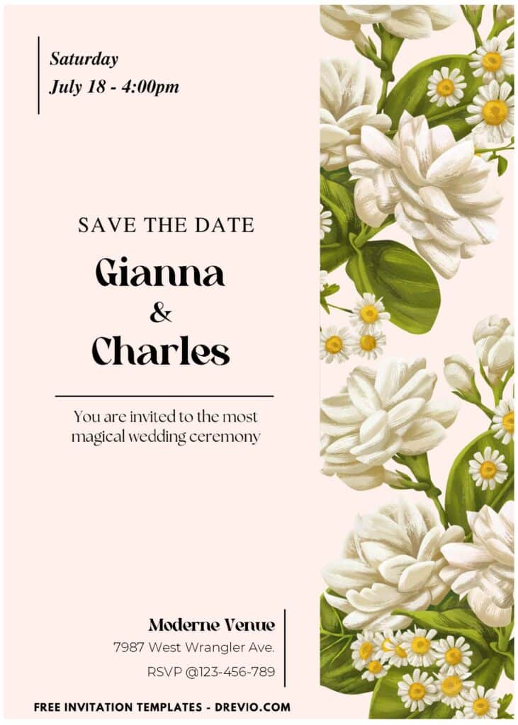 Daisy And Ranunculus Wedding Invitation
