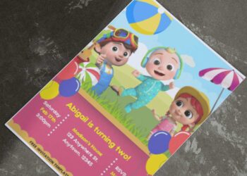 (Free PDF Invitation) Endearing Cocomelon Birthday Invitation