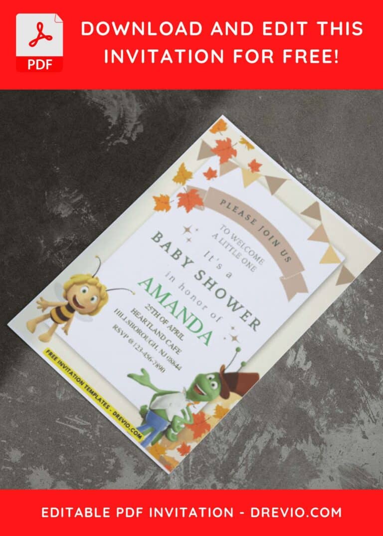 (Free PDF Invitation) Maya The Bee Kids Birthday Invitation