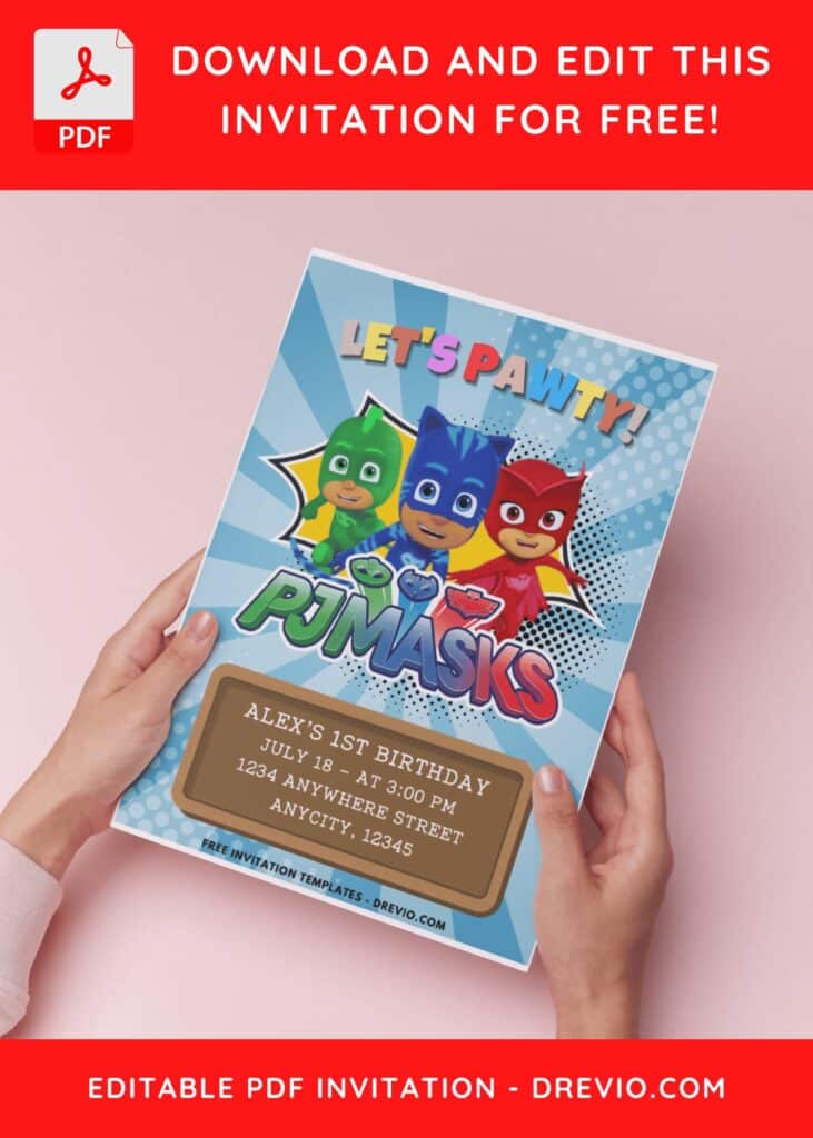 PJ Masks Birthday Invitation Templates