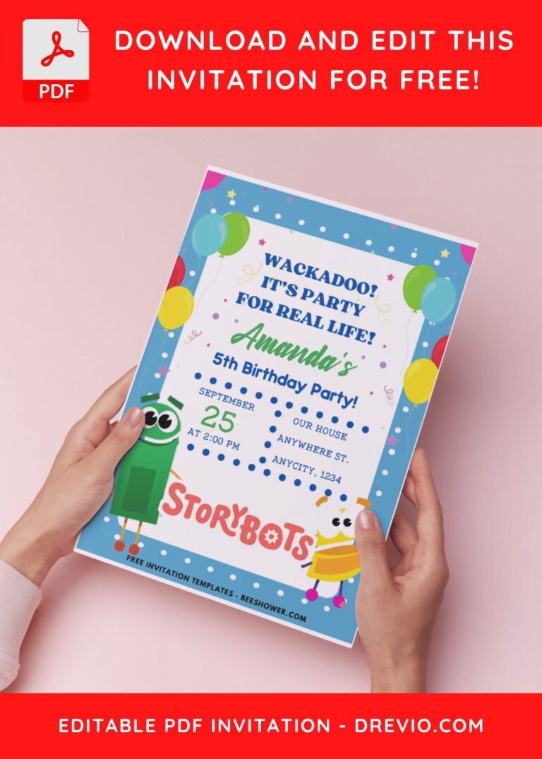 (Easily Edit PDF Invitation) Party With Storybots Birthday Invitation