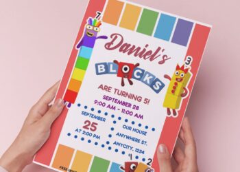 (Easily Edit PDF Invitation) Endearing Numberblocks Birthday Invitation