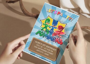 (Easily Edit PDF Invitation) Party In Pajama PJ Masks Birthday Invitation