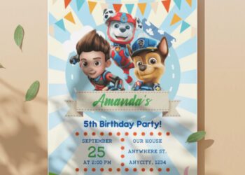 (Free PDF Invitation) Cute Mighty PAW Patrol Birthday Invitation