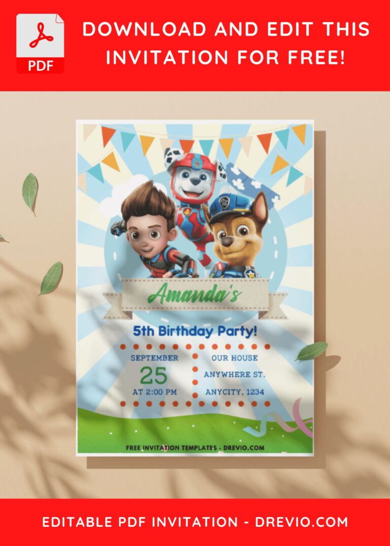 (Free PDF Invitation) Cute Mighty PAW Patrol Birthday Invitation