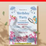 (Free PDF Invitation) Whimsy Pink Panther Birthday Invitation