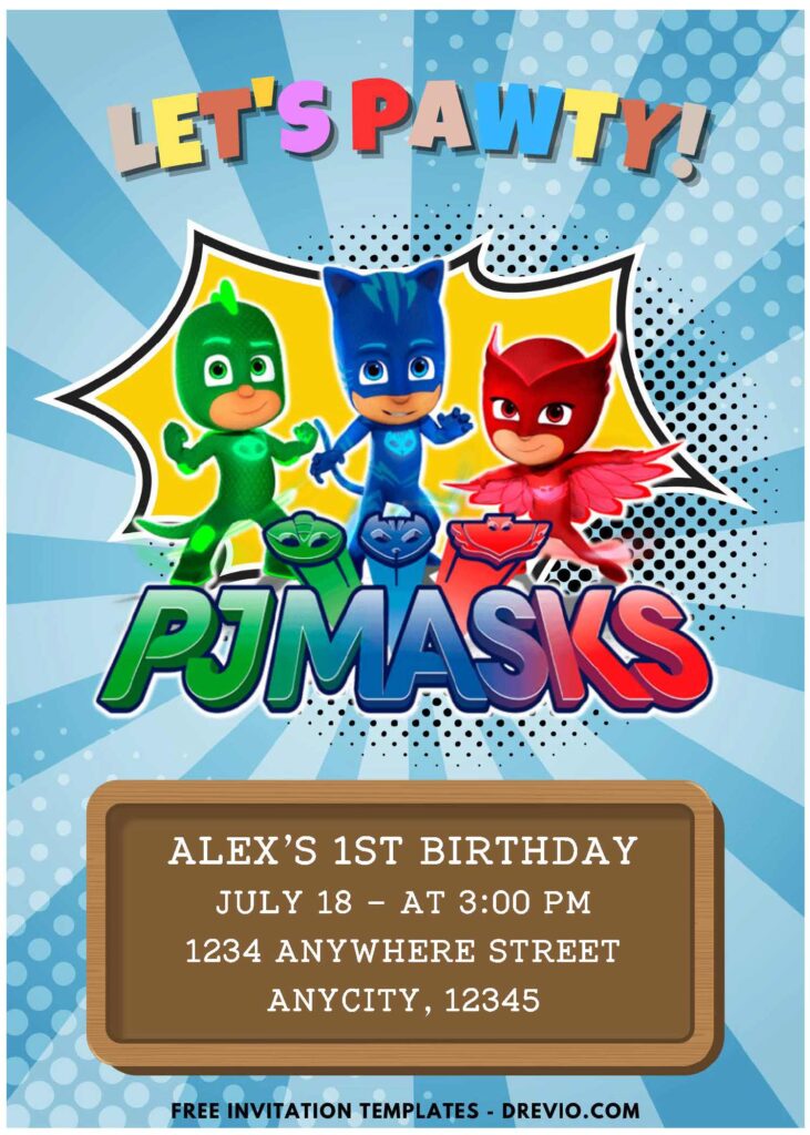 PJ Masks Owlett Birthday Invitation