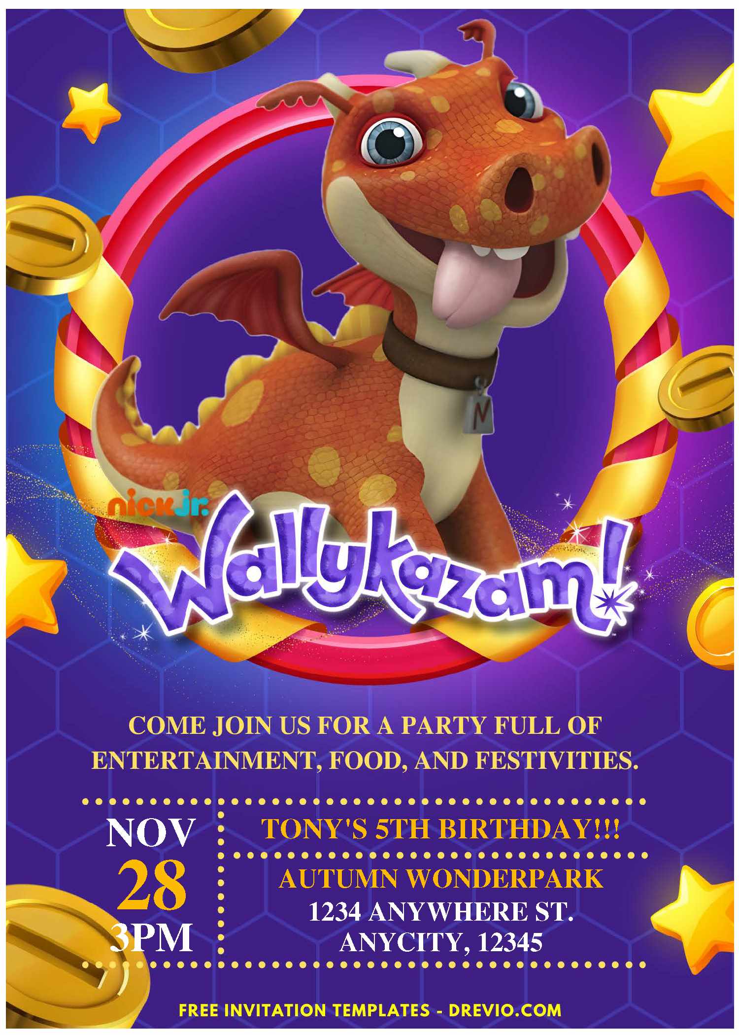 (Free PDF Invitation) Wallykazam Birthday Invitation
