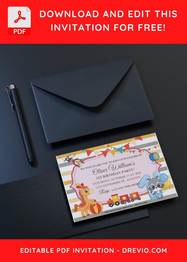  Jungle Animal Birthday Invitation