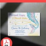 ( FREE Editable PDF ) Sparkling Mermaid Tail Birthday Invitation Templates