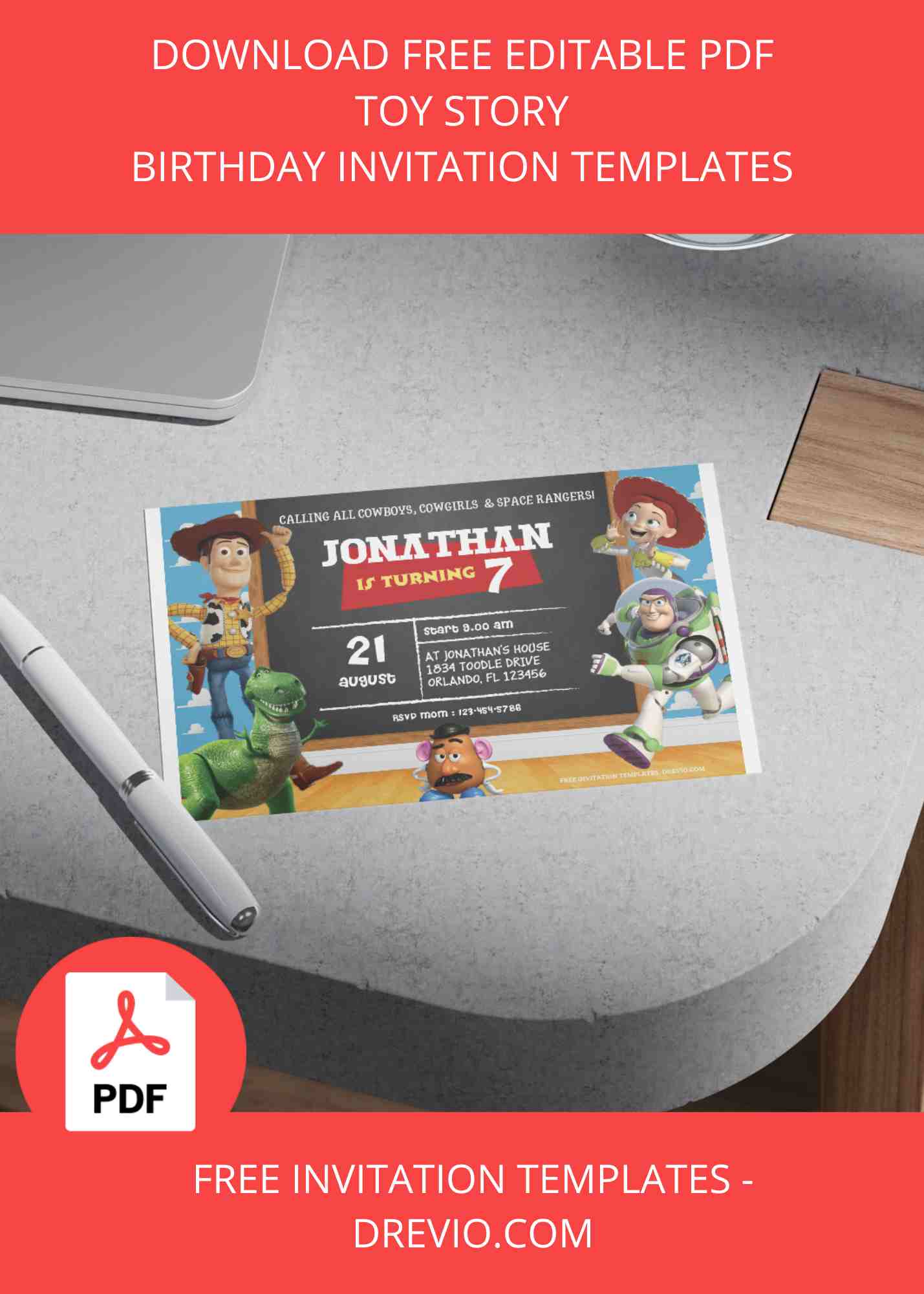 ( FREE Editable PDF ) Play with Friends Toy Story Birthday Invitation Templates