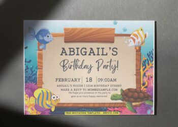 Under The Sea Theme Birthday Invitation with Puffer FIsh