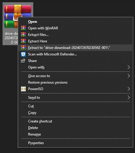 Preview of Extracting The File