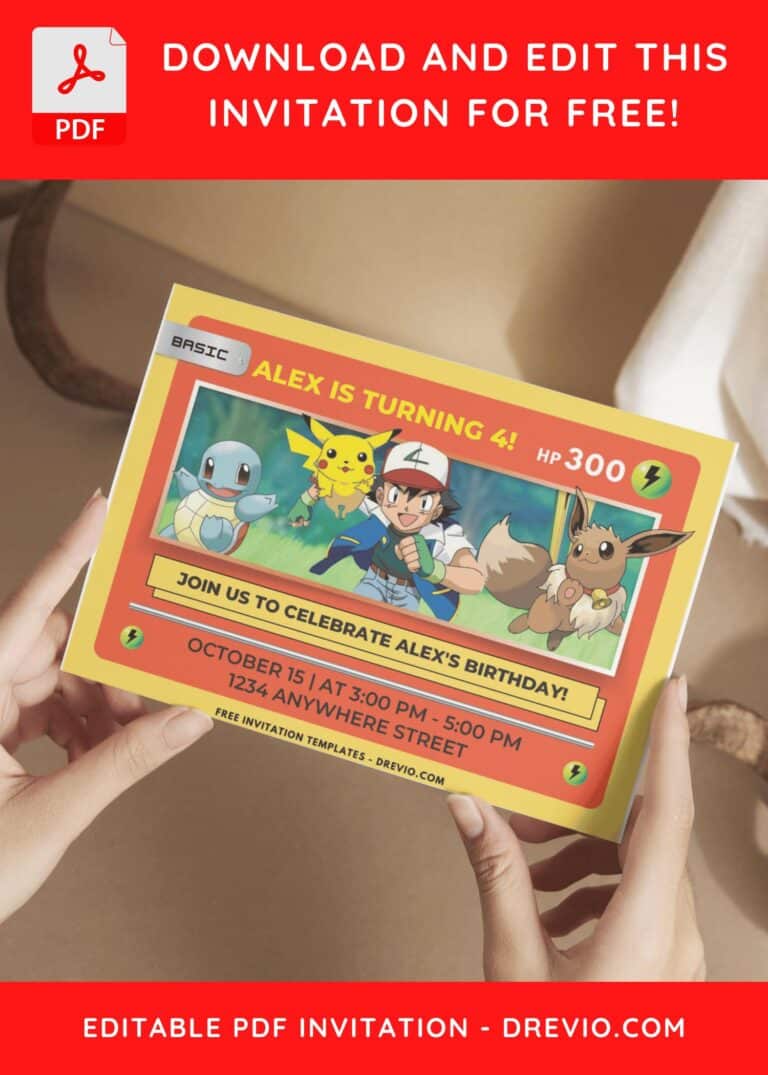 (Free PDF Invitation) Pokemon Card Theme Birthday Invitation