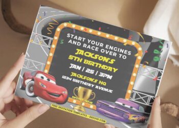 Pixar Cars Invitation With Lightning McQueen