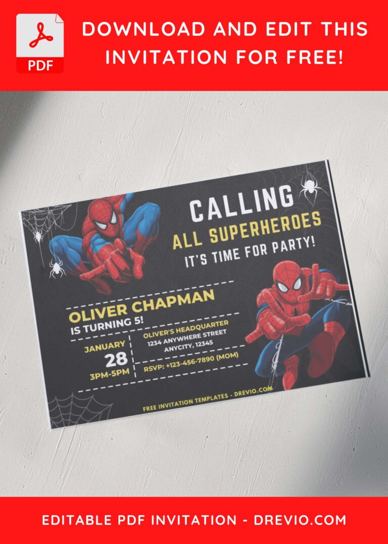 (Free PDF Invitation) Marvel Spiderman Birthday Invitation