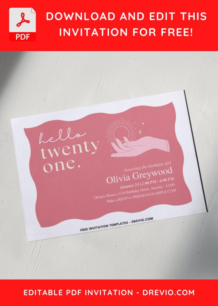 Aesthetic Celestial 21st Birthday Invitation 