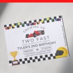 (Free PDF Invitation) TWO FAST Race Theme 2nd Birthday Invitation
