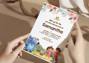 (Free PDF Invitation) Watercolor Garden Dora Birthday Invitation
