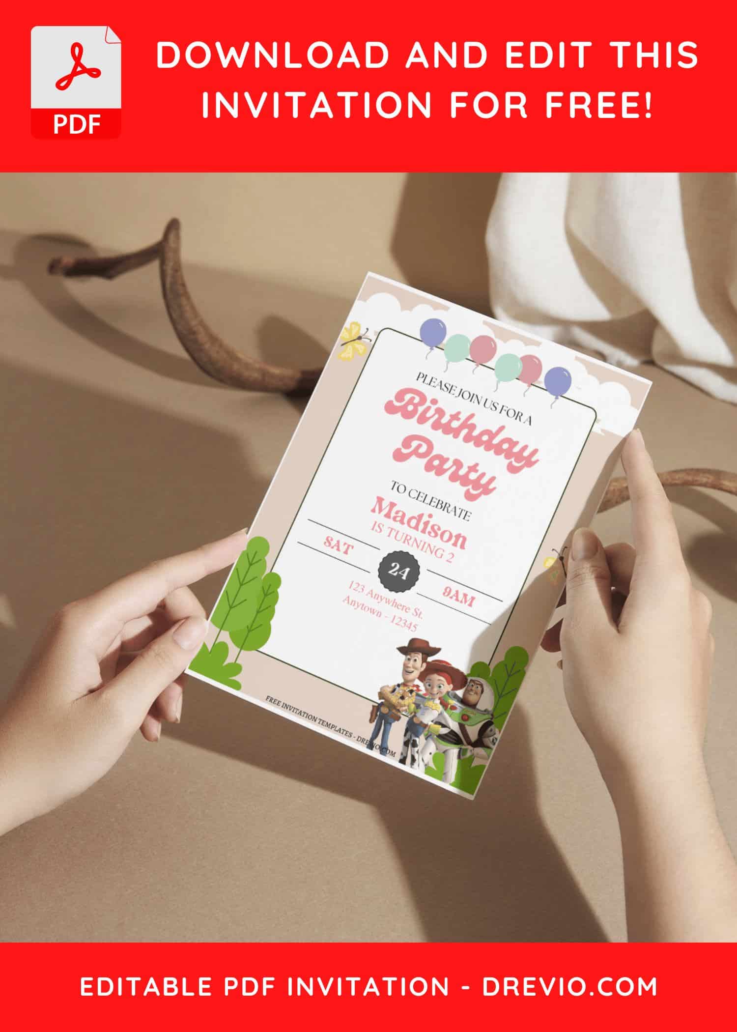 (Free PDF Invitation) Gear Up Fun Toy Story Birthday Invitation