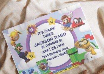 (Free Invitation Template) Lovely Super Mario Wonder Birthday Invitation