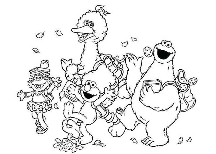 Elmo, Big Bird, Cookie Monster, Abby Cadabri Coloring Page Template