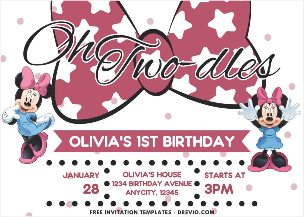 Oh Two-ddles Minnie Mouse Invitation 