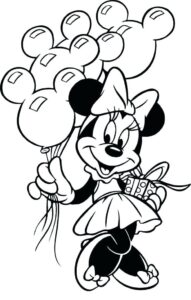 Coloring Pages - Minnie with Balloons