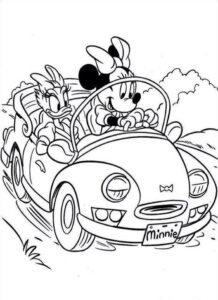 Coloring Pages - Minnie and Daisy Riding a Car