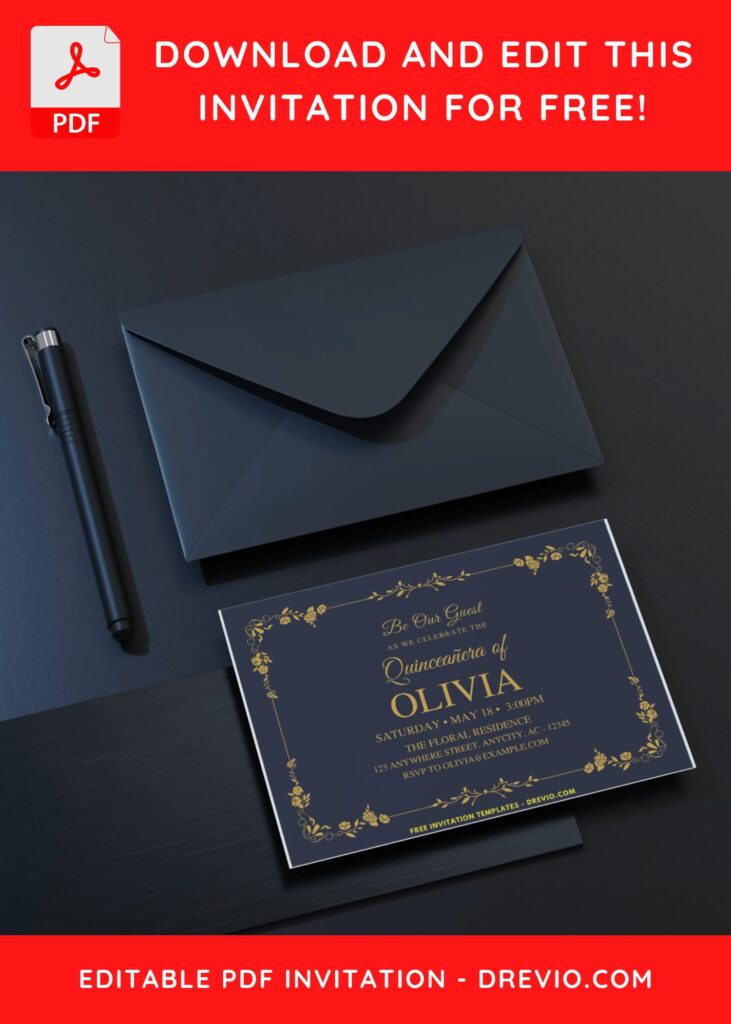 Classy Floral Ornament Birthday Invitation