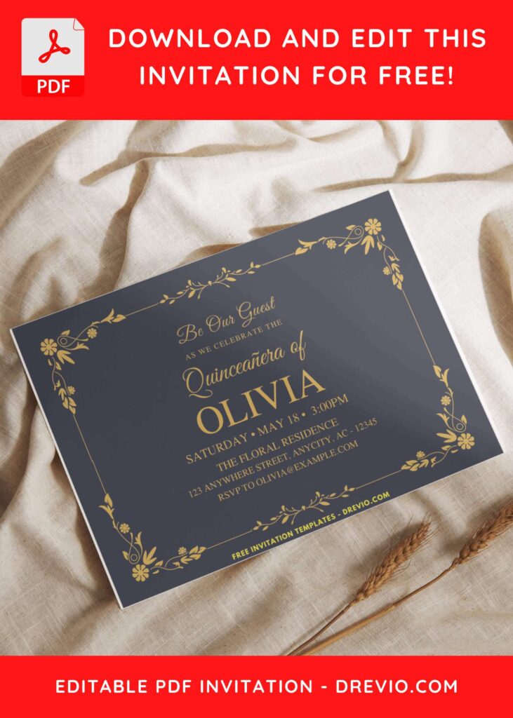 Vintage Floral Frame Birthday Invitation
