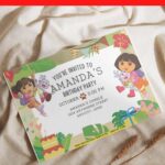 (Free PDF Invitation) Jungle Bash Dora Birthday Invitation