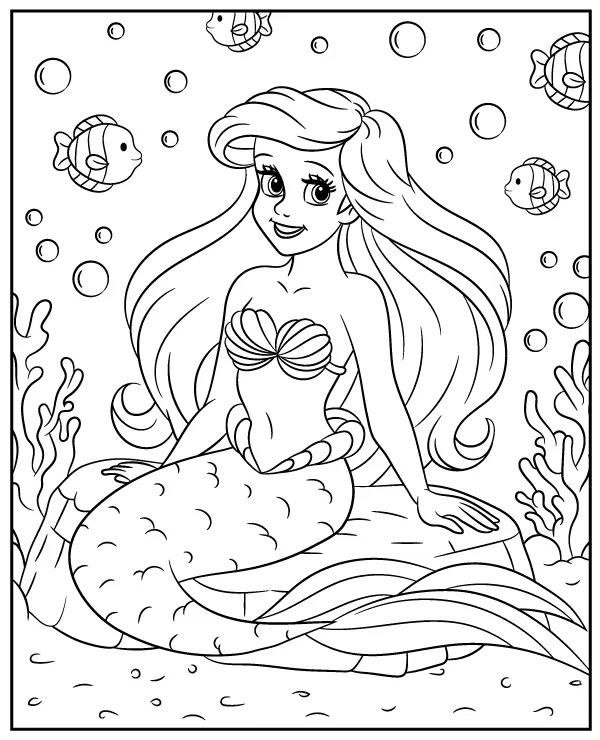 Ariel The Little Mermaid Coloring Pages Templates