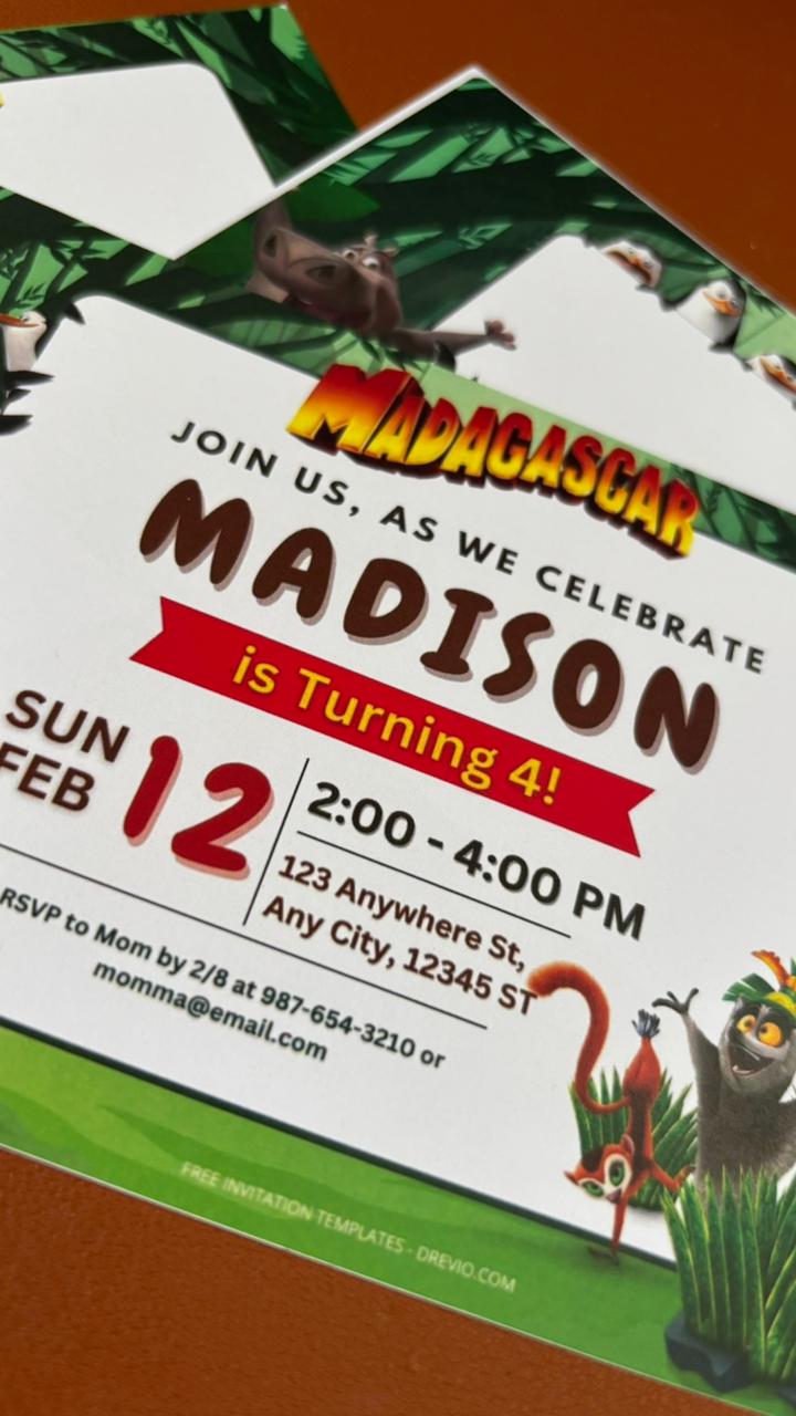 Madagascar Birthday Invitation
