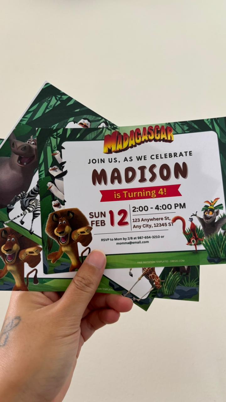 Madagascar Birthday Invitation