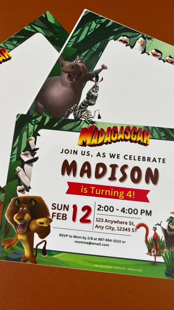Madagascar Birthday Invitation