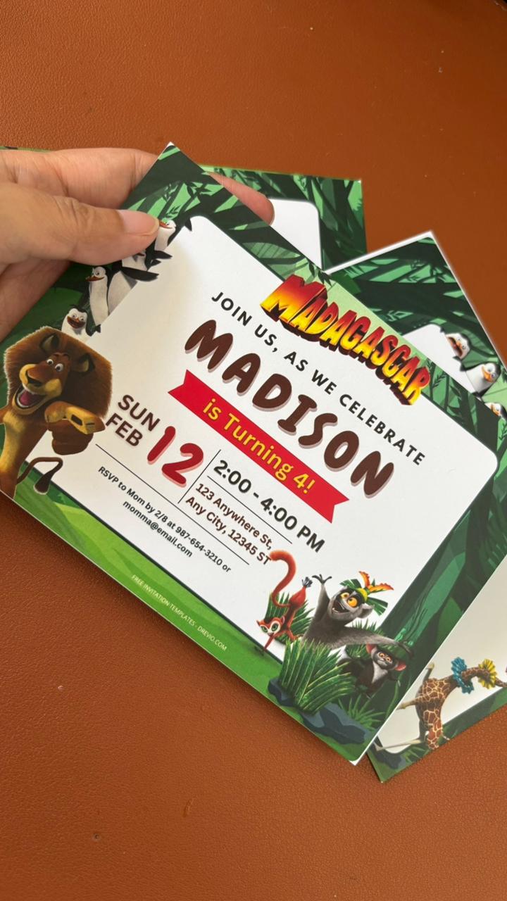 Madagascar Birthday Invitation
