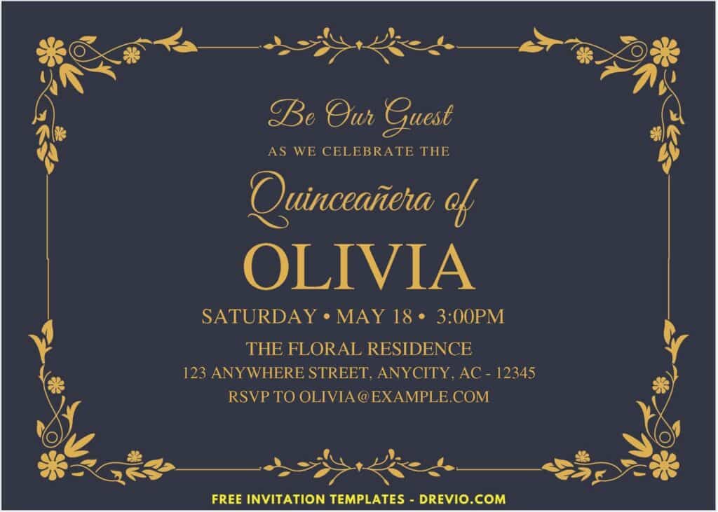 Vintage Floral Quinceanera 16th Birthday Invitation