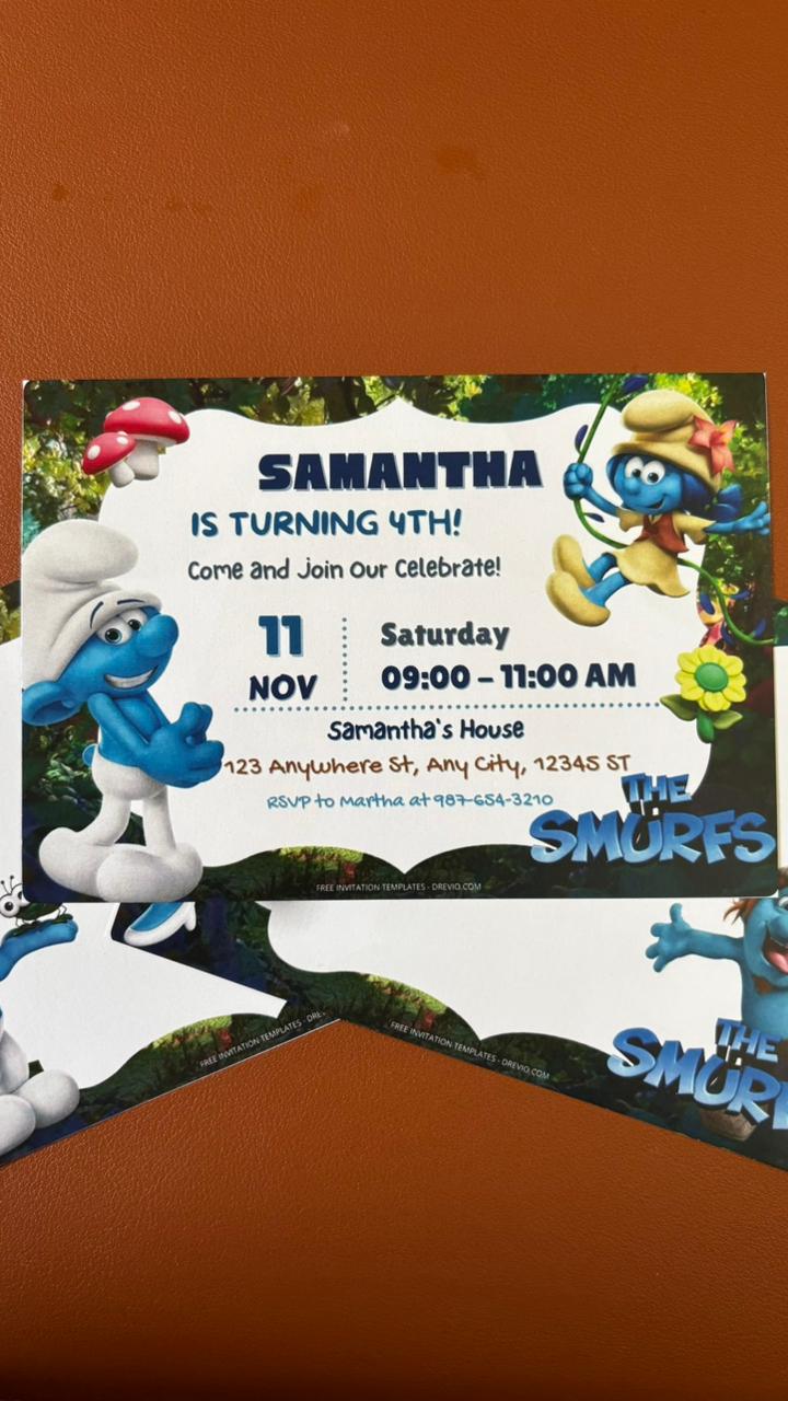 Smurfs Invitation