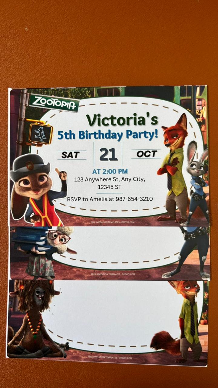 Zootopia Invitation