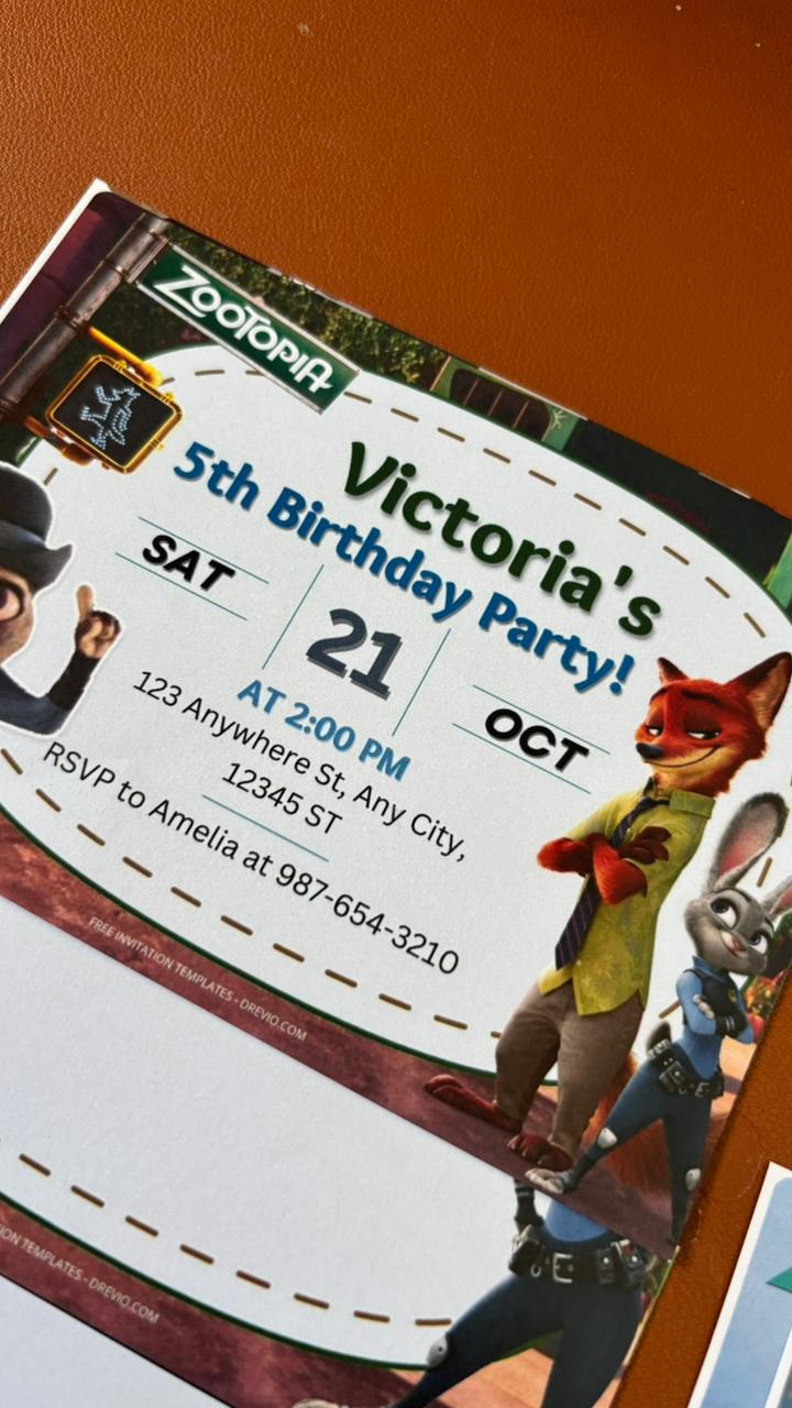 Zootopia Invitation