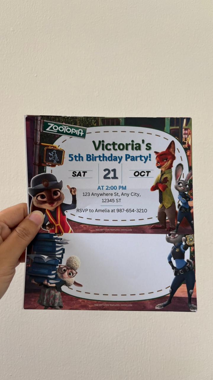 Zootopia Invitation