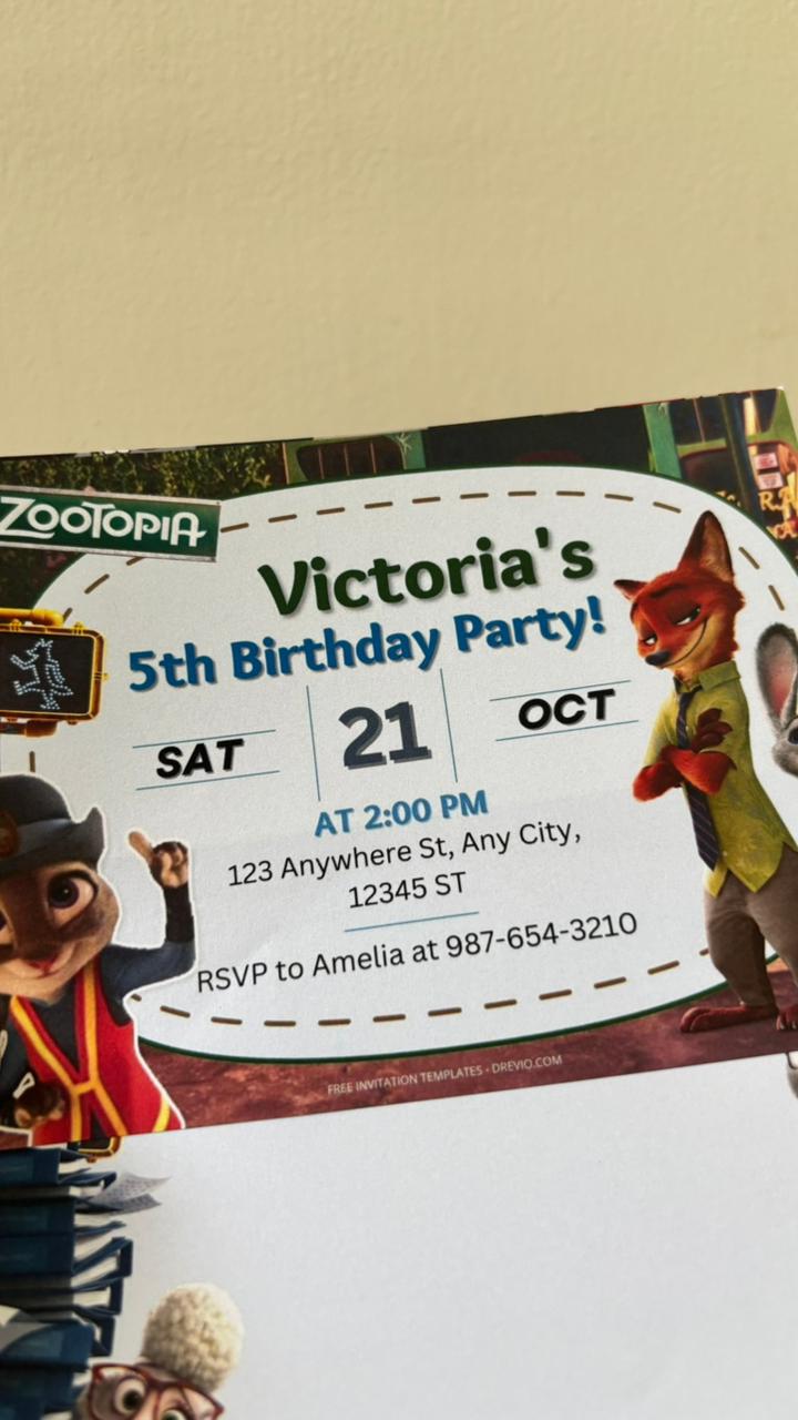 Zootopia Invitation