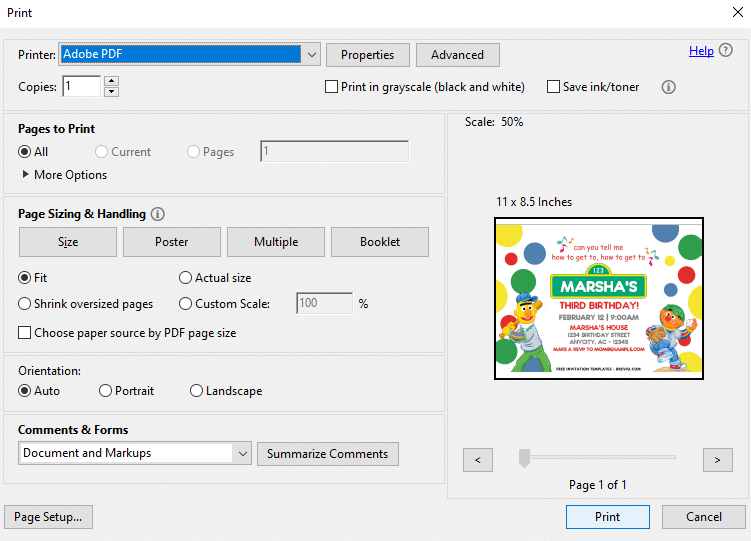 Preview of Printing Setting