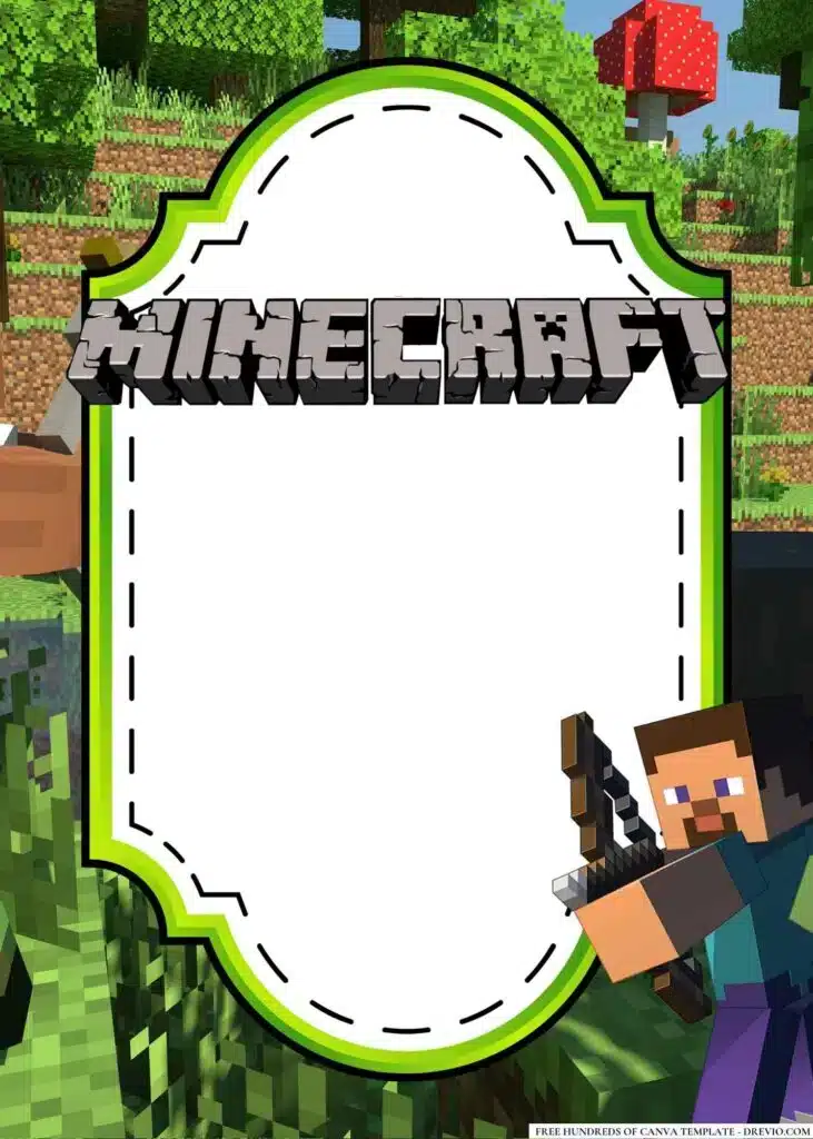 FREE Minecraft Birthday Canva Templates 2 1