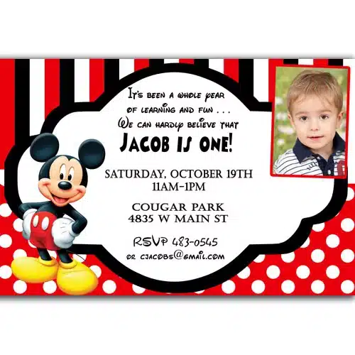 1st Birthday Mickey Mouse Invitations